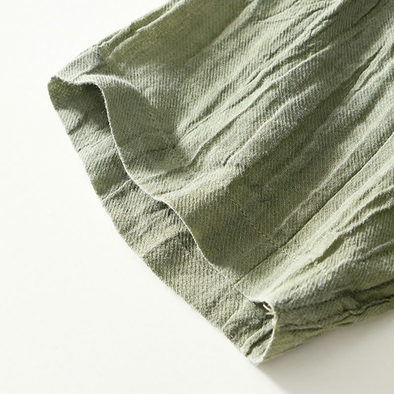 Buddha Stones Herrenhemd mit halblangem Knopf und schlichtem Revers aus Ramie-Leinen - image 22