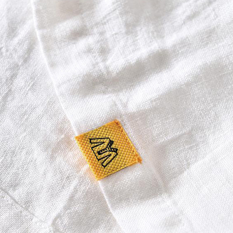 Buddha Stones Herrenhemd aus Leinen mit kurzem Revers und halben Knöpfen, schlichtes Design - image 10