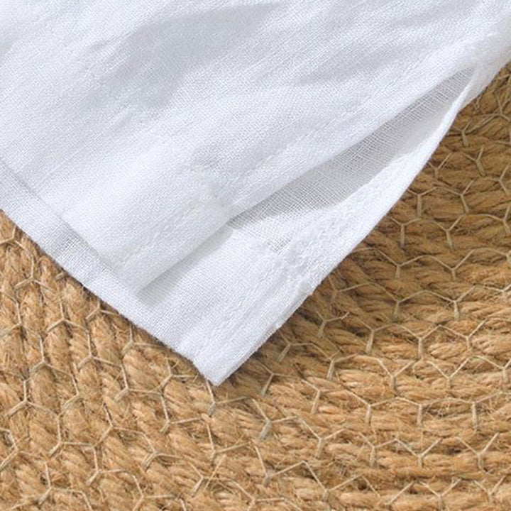 Buddha Stones Lässiges, schlichtes Herrenhemd aus Leinen mit V-Ausschnitt und kurzen Ärmeln - image 25