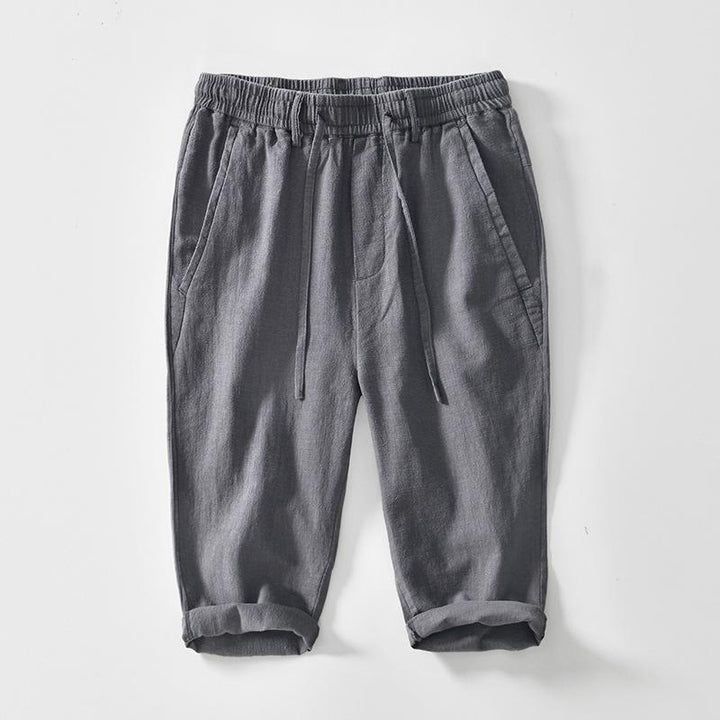 Buddha Stones Kordelzug Schlichtes Design 7-8 Länge Baumwollleinen Herrenhose mit Taschen - Dunkelgrau - US/ UK/AU42，EU52 (3XL) - image 10