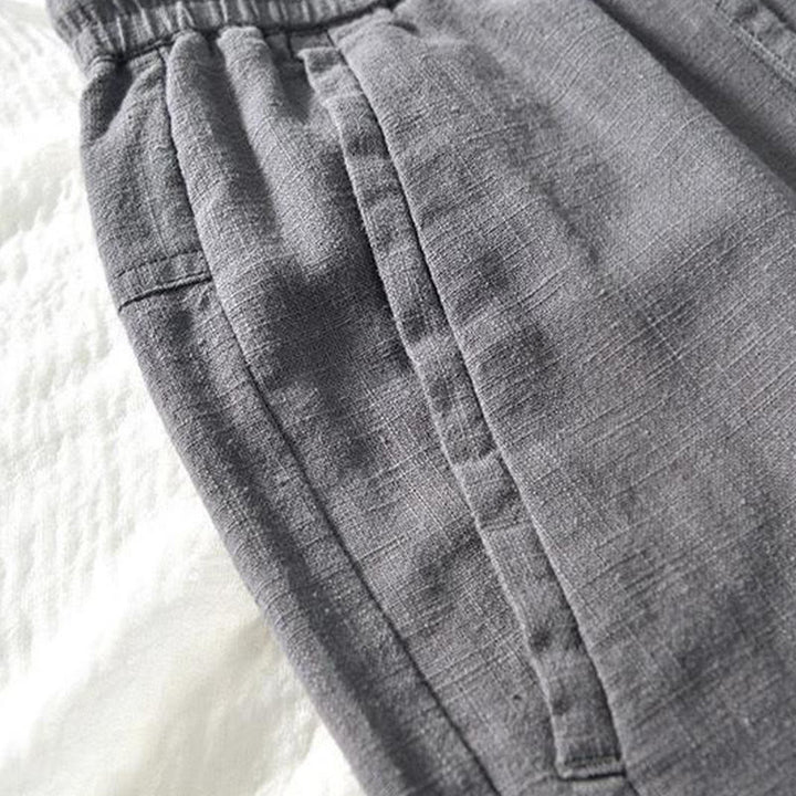 Buddha Stones Kordelzug Schlichtes Design 7-8 Länge Baumwollleinen Herrenhose mit Taschen - image 12