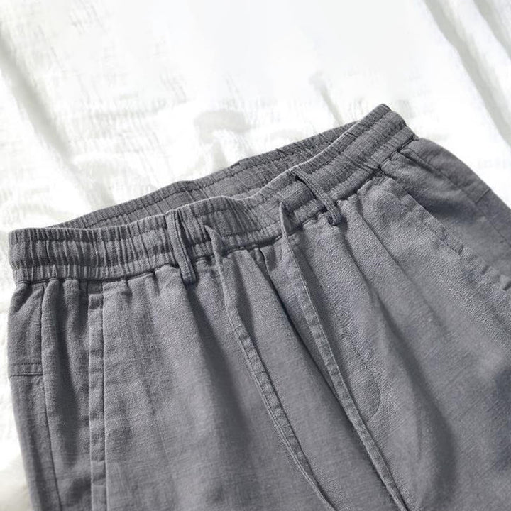 Buddha Stones Kordelzug Schlichtes Design 7-8 Länge Baumwollleinen Herrenhose mit Taschen - image 11
