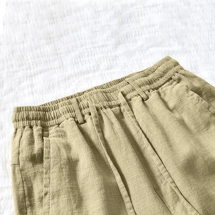 Buddha Stones Kordelzug Schlichtes Design 7-8 Länge Baumwollleinen Herrenhose mit Taschen - image 16