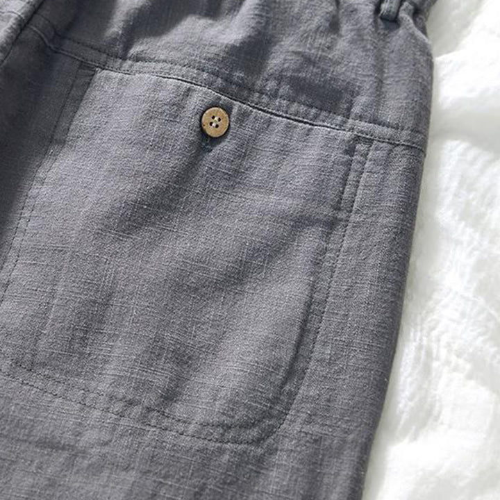 Buddha Stones Kordelzug Schlichtes Design 7-8 Länge Baumwollleinen Herrenhose mit Taschen - image 13