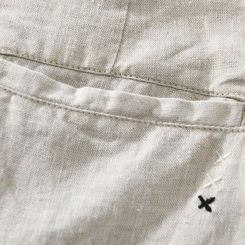 Buddha Stones Einfarbige Leinen-Shorts mit Kordelzug und Taschen für Herren