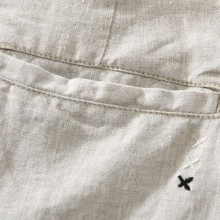 Buddha Stones Einfarbige Leinen-Shorts mit Kordelzug und Taschen für Herren