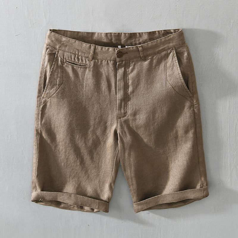 Buddha Stones Einfarbige Leinen-Shorts mit Kordelzug und Taschen für Herren - Dunkelgoldenrod - US/UK/AU46, EU56 (5XL) - image 0