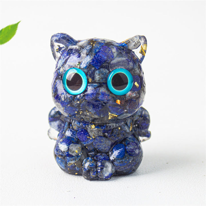 Buddha Stones, niedliche Katze, Lazurit, Lapislazuli, Amethyst, schwarzer Obsidian, Aquamarin, Kristallharz, positive Heimdekoration - image 1