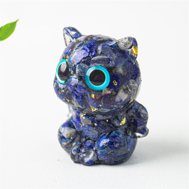 Buddha Stones, süße Katze, Lazurit, Amethyst, schwarzer Obsidian, Aquamarin, Kristallharz, positive Heimdekoration - image 5