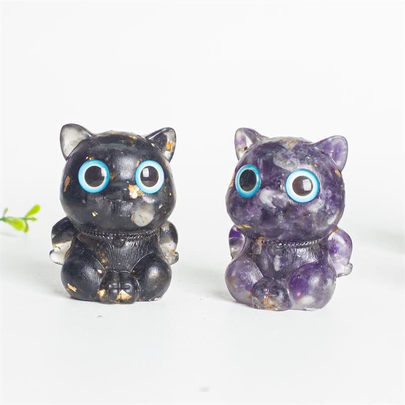 Buddha Stones, süße Katze, Lazurit, Amethyst, schwarzer Obsidian, Aquamarin, Kristallharz, positive Heimdekoration - image 16