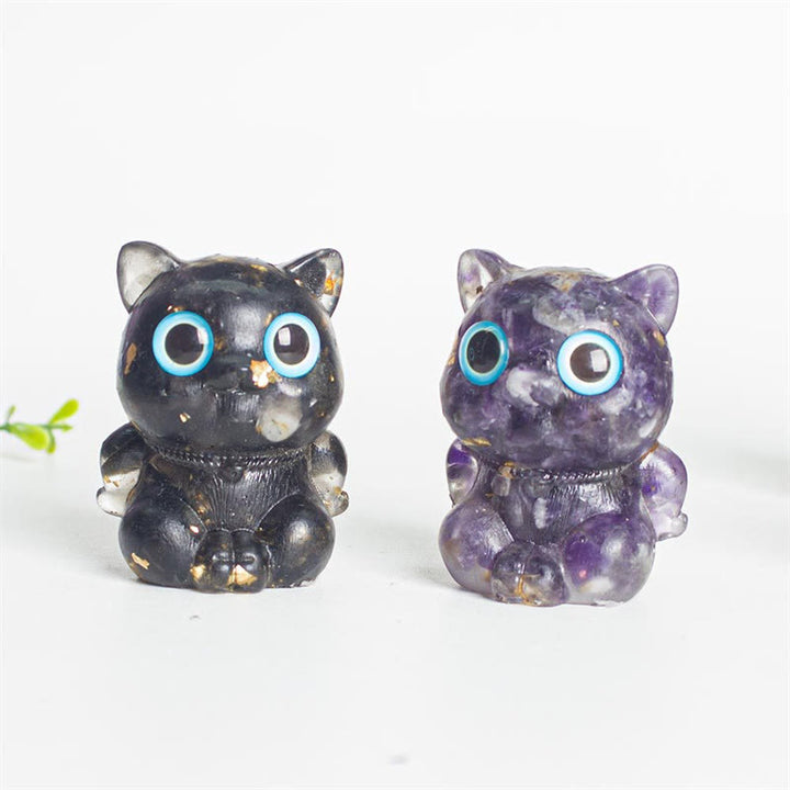 Buddha Stones, süße Katze, Lazurit, Amethyst, schwarzer Obsidian, Aquamarin, Kristallharz, positive Heimdekoration - image 16