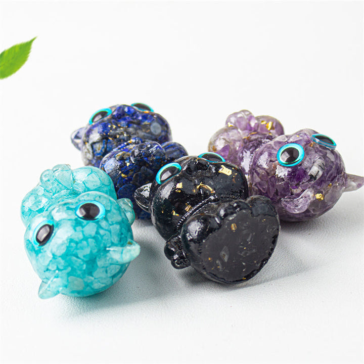 Buddha Stones, süße Katze, Lazurit, Amethyst, schwarzer Obsidian, Aquamarin, Kristallharz, positive Heimdekoration - image 15