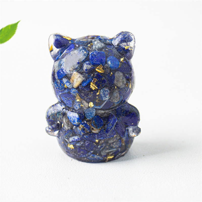Buddha Stones, süße Katze, Lazurit, Amethyst, schwarzer Obsidian, Aquamarin, Kristallharz, positive Heimdekoration - image 4