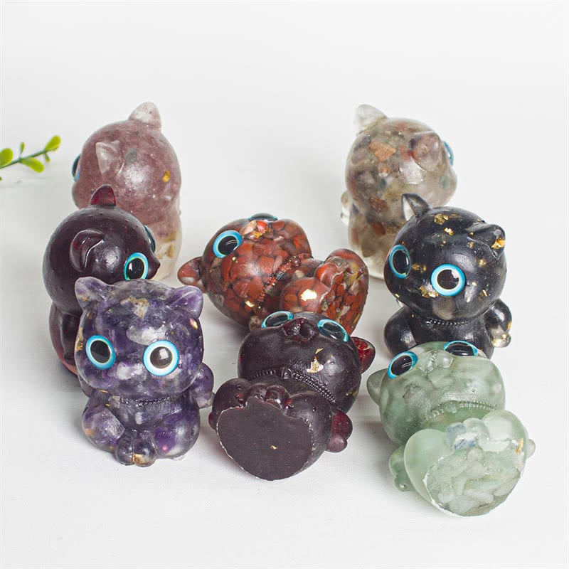 Buddha Stones, niedliche Katze, Lazurit, Lapislazuli, Amethyst, schwarzer Obsidian, Aquamarin, Kristallharz, positive Heimdekoration - image 17