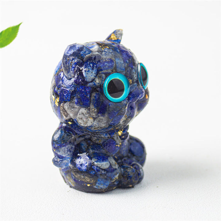 Buddha Stones, süße Katze, Lazurit, Amethyst, schwarzer Obsidian, Aquamarin, Kristallharz, positive Heimdekoration - image 3