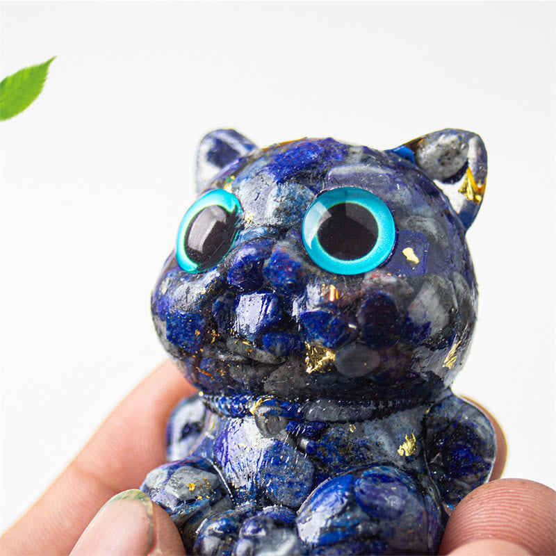 Buddha Stones, süße Katze, Lazurit, Amethyst, schwarzer Obsidian, Aquamarin, Kristallharz, positive Heimdekoration - image 6