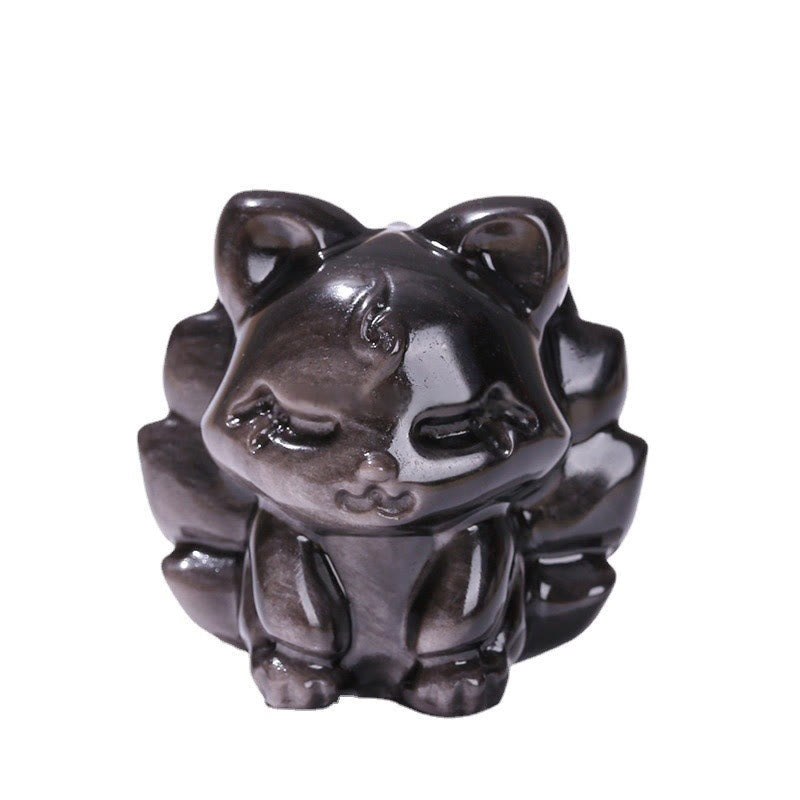 Buddha Stones, natürlicher Silberglanz, Obsidian, neunschwänziger Fuchs, Schutz, Heimdekoration - image 9