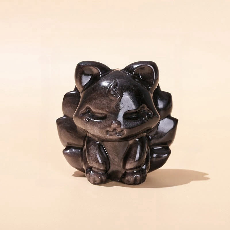 Buddha Stones, natürlicher Silberglanz, Obsidian, neunschwänziger Fuchs, Schutz, Heimdekoration - image 8