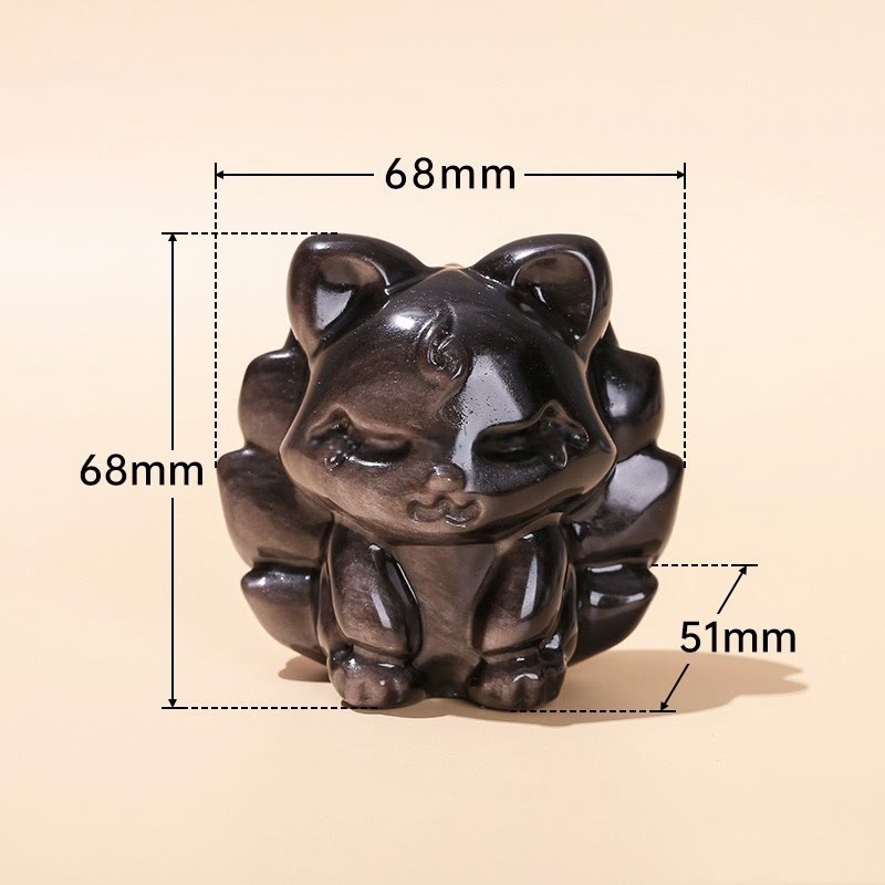 Buddha Stones, natürlicher Silberglanz, Obsidian, neunschwänziger Fuchs, Schutz, Heimdekoration - image 10