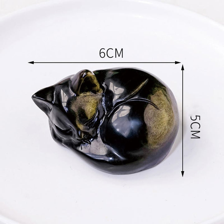 Buddha Stones, natürlicher Goldglanz, Obsidian, schlafende Katze, Statue, Heimdekoration - image 6