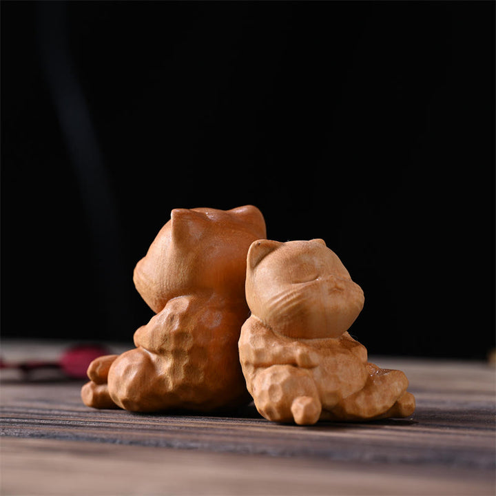 Buddha Stones, Mini, süße sitzende Katze, Sandelholz, Schutz, Heimdekoration - image 3