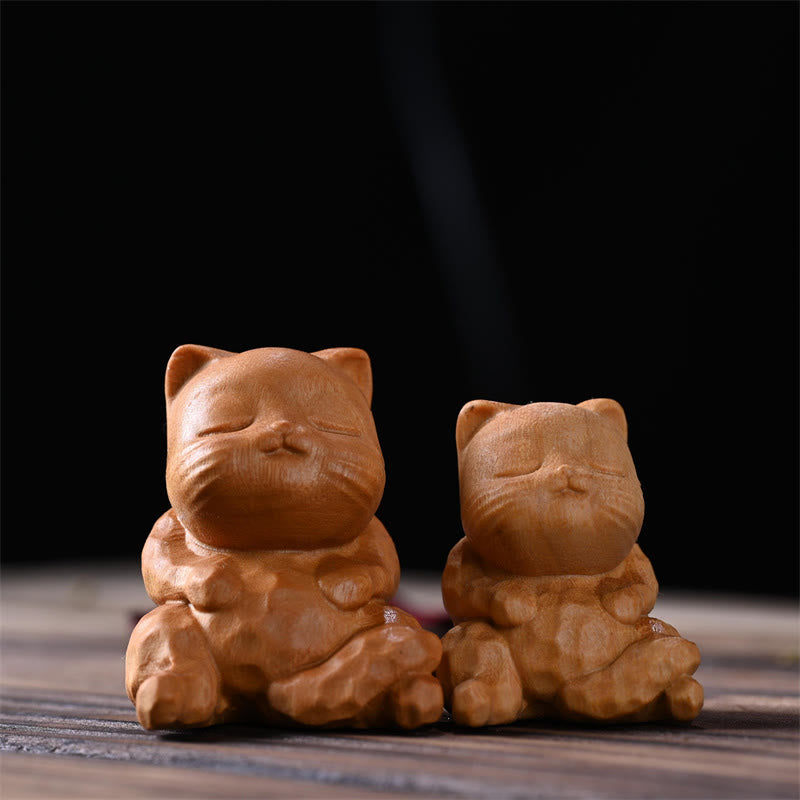 Buddha Stones, Mini, süße sitzende Katze, Sandelholz, Schutz, Heimdekoration - image 1