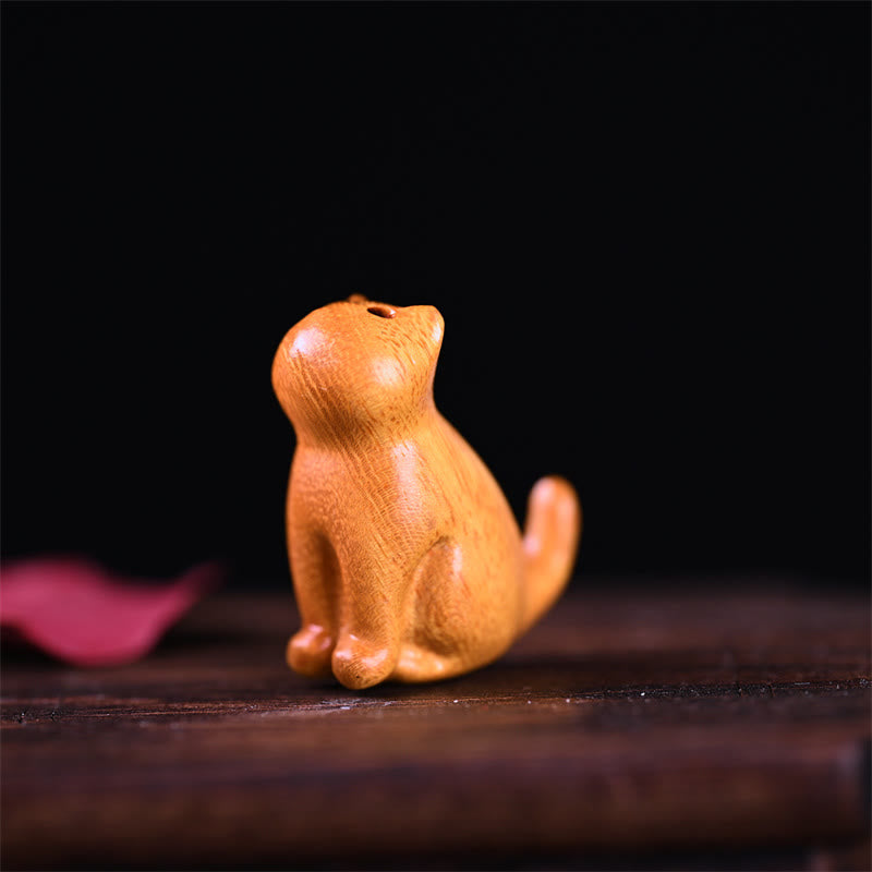 Buddha Stones, kleines Blatt, rotes Sandelholz, Ebenholz, Sandelholz, grünes Sandelholz, Glücksbringer, Mini-Katze, Hirsch, beruhigend, Telefon, hängende Dekoration - Katze aus goldenem Sandelholz, 3,2 x 2,8 x 1,6 cm - image 15