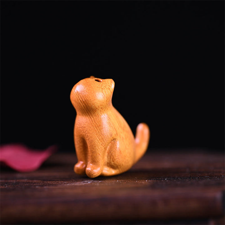 Buddha Stones, kleines Blatt, rotes Sandelholz, Ebenholz, Sandelholz, grünes Sandelholz, Glücksbringer, Mini-Katze, Hirsch, beruhigend, Telefon, hängende Dekoration - Katze aus goldenem Sandelholz, 3,2 x 2,8 x 1,6 cm - image 15