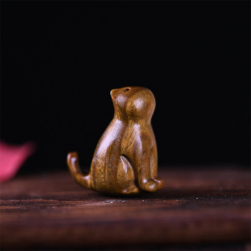 Buddha Stones, kleines Blatt, rotes Sandelholz, Ebenholz, Sandelholz, grünes Sandelholz, Glücksbringer, Mini-Katze, Hirsch, beruhigend, Telefon, hängende Dekoration - Katze aus grünem Sandelholz, 3,2 x 2,8 x 1,6 cm - image 10