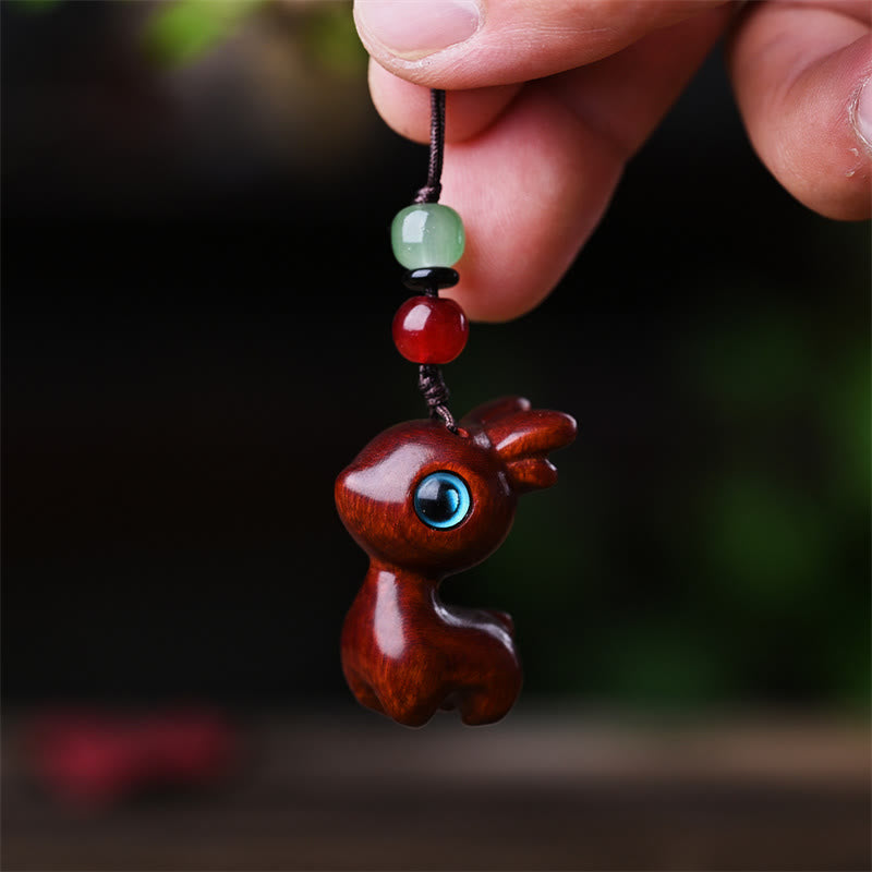 Buddha Stones, kleines Blatt, rotes Sandelholz, Ebenholz, Sandelholz, grünes Sandelholz, Glücksbringer, Mini-Katze, Hirsch, beruhigend, Telefon, hängende Dekoration - Kleinblättriges rotes Sandelholz-Hirsch - image 24