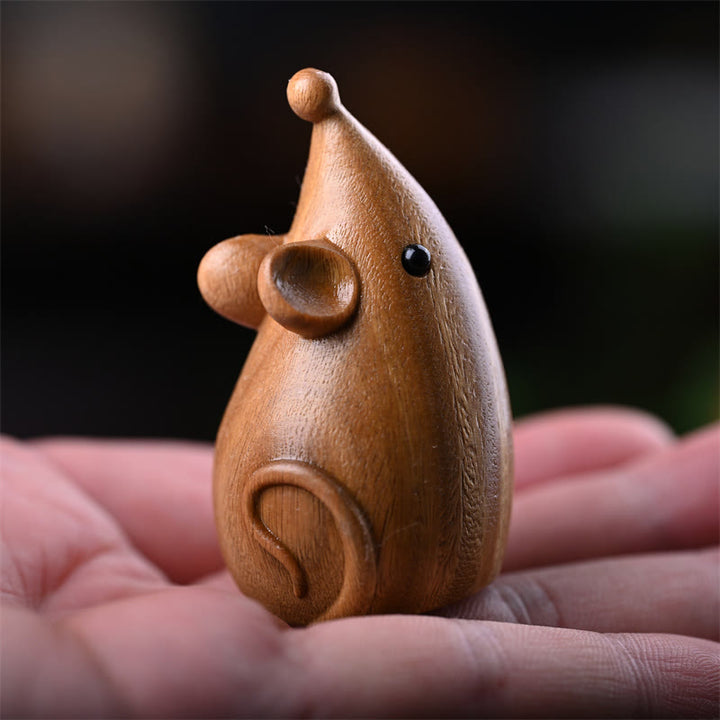 Buddha Stones, kleine Katze, Maus, grünes Sandelholz, afrikanisches rotes Rosenholz, Frieden, Heimdekoration - Grüne Sandelholzmaus 5,5 * 3,1 * 3 cm - image 14