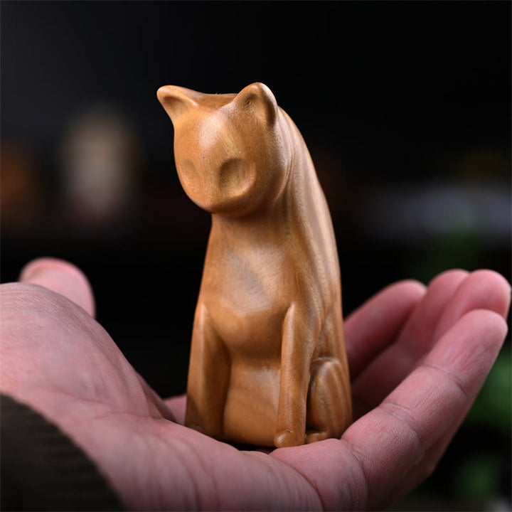 Buddha Stones, kleine Katze, Maus, grünes Sandelholz, afrikanisches rotes Rosenholz, Frieden, Heimdekoration - Grüne Sandelholzkatze 9*4*4cm - image 7