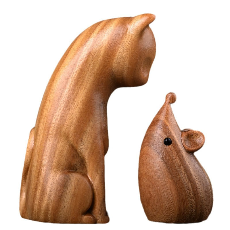Buddha Stones, kleine Katze, Maus, grünes Sandelholz, afrikanisches rotes Rosenholz, Frieden, Heimdekoration - image 6