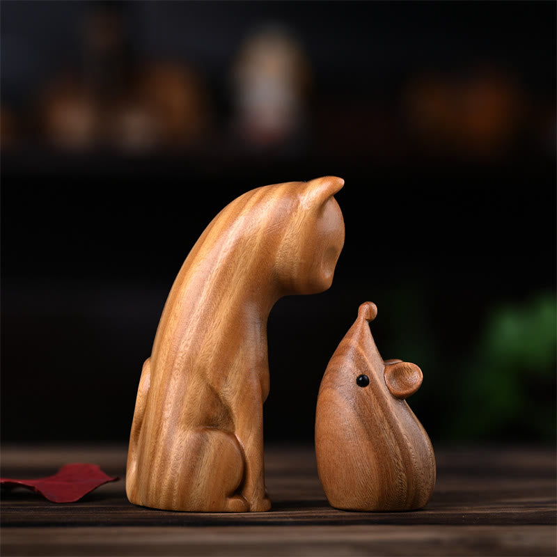 Buddha Stones, kleine Katze, Maus, grünes Sandelholz, afrikanisches rotes Rosenholz, Frieden, Heimdekoration - image 3