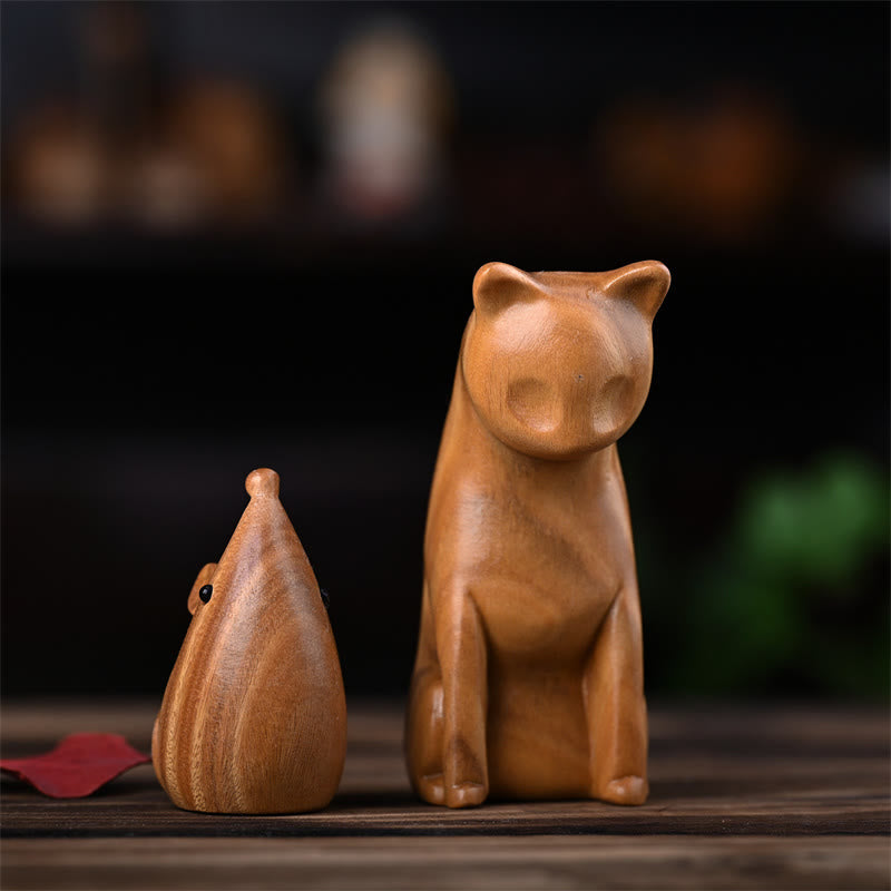 Buddha Stones, kleine Katze, Maus, grünes Sandelholz, afrikanisches rotes Rosenholz, Frieden, Heimdekoration - image 2