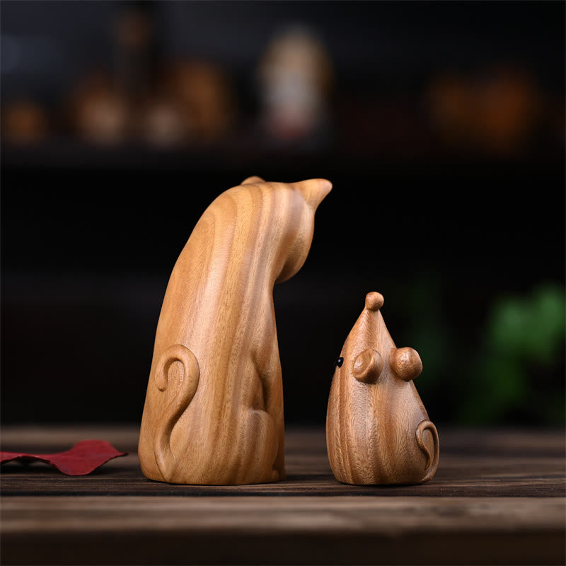 Buddha Stones, kleine Katze, Maus, grünes Sandelholz, afrikanisches rotes Rosenholz, Frieden, Heimdekoration - image 4