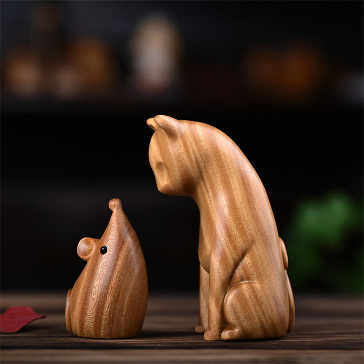 Buddha Stones, kleine Katze, Maus, grünes Sandelholz, afrikanisches rotes Rosenholz, Frieden, Heimdekoration - image 5
