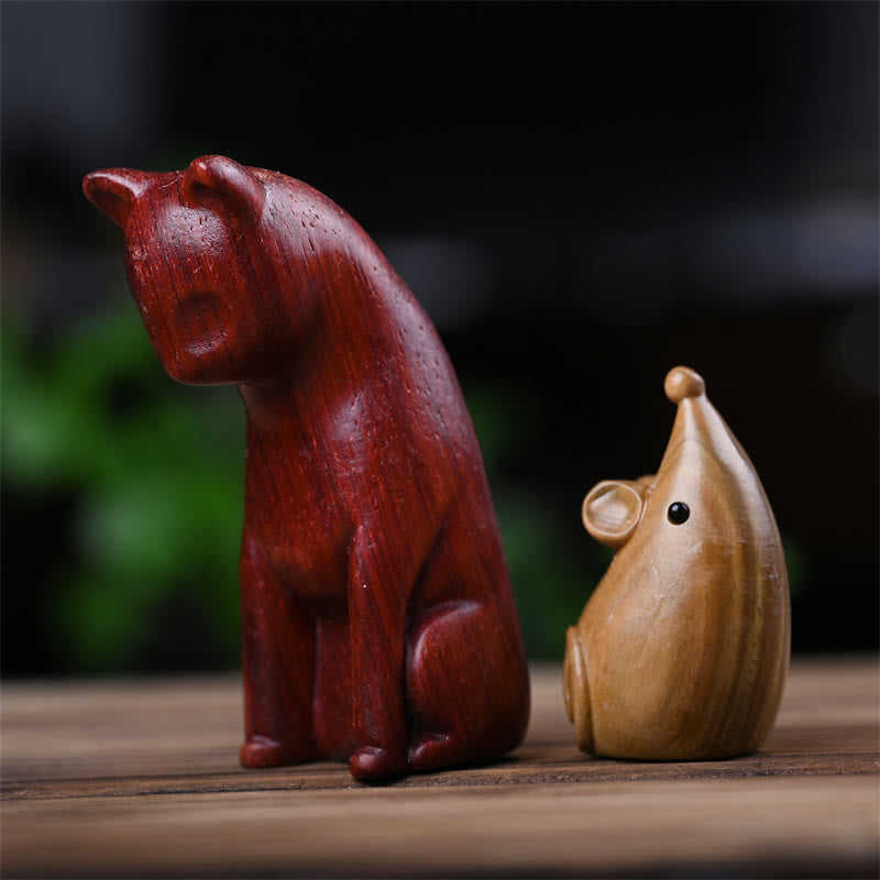 Buddha Stones, kleine Katze, Maus, grünes Sandelholz, afrikanisches rotes Rosenholz, Frieden, Heimdekoration - image 25