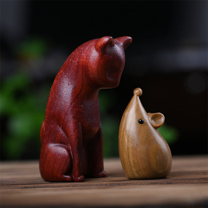 Buddha Stones, kleine Katze, Maus, grünes Sandelholz, afrikanisches rotes Rosenholz, Frieden, Heimdekoration - image 24