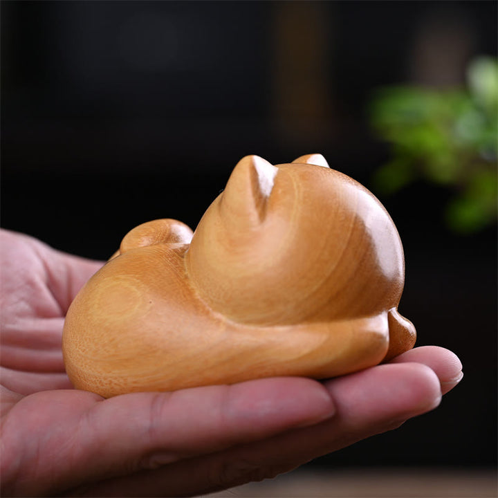 Buddha Stones, klein, süß, selbstbewusst, schlafende Katze, Sandelholz, Heilung, Heimdekoration - Schlafende Katze 9cm - image 12