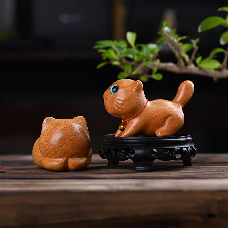 Buddha Stones, klein, süß, selbstbewusst, schlafende Katze, Sandelholz, Heilung, Heimdekoration - image 11