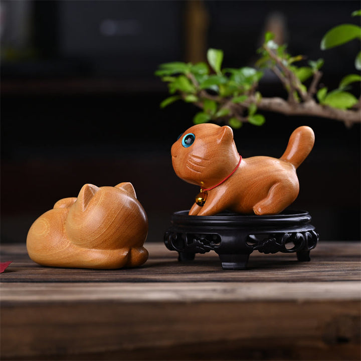 Buddha Stones, klein, süß, selbstbewusst, schlafende Katze, Sandelholz, Heilung, Heimdekoration - image 9