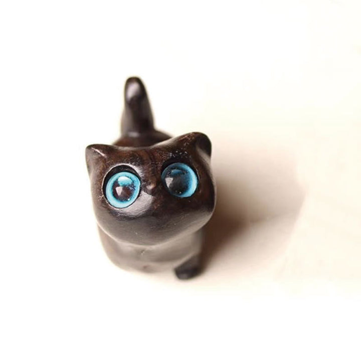 Buddha Stones, grünes Sandelholz, Ebenholz, Sandelholz, kleines Blatt, rotes Sandelholz, Mini-Glückskatze, Friedensdekoration - Ebenholz, blaue Augen - image 9