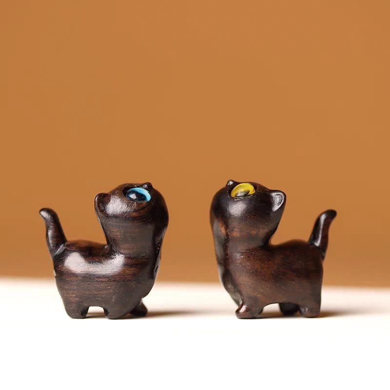 Buddha Stones, grünes Sandelholz, Ebenholz, Sandelholz, kleines Blatt, rotes Sandelholz, Mini-Glückskatze, Friedensdekoration - 2 Stück Katzen aus Ebenholz - image 31