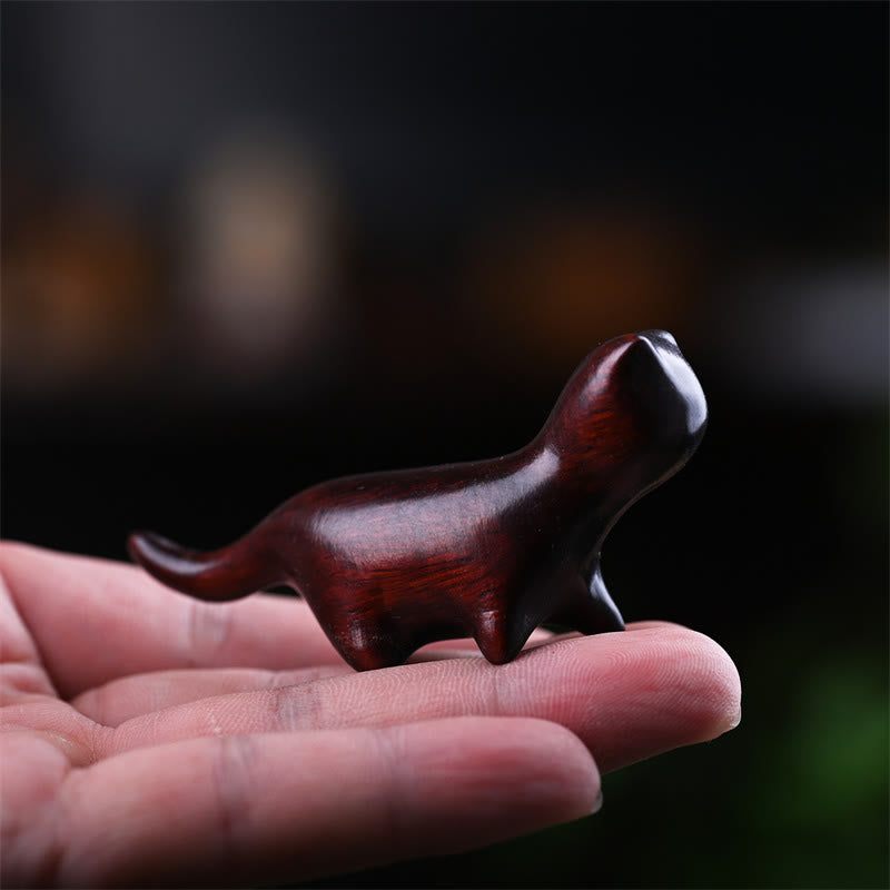 Buddha Stones, grünes Sandelholz, kleines Blatt, rotes Sandelholz, Ebenholz, Regenbogenholz, Glücksbringer, Mini-Laufkatze, positive Dekoration - Kleinblättrige rote Sandelholzkatze 7,3 x 2 x 3,3 cm - image 11