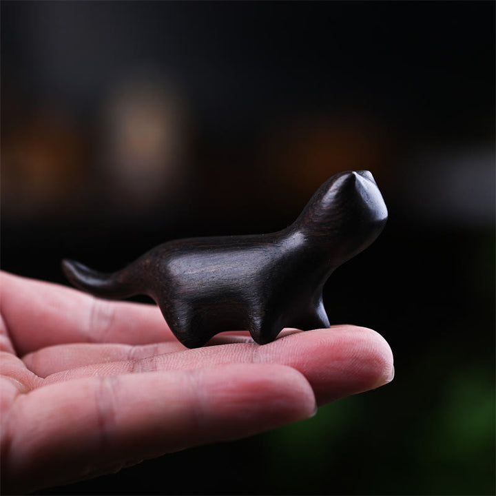 Buddha Stones, grünes Sandelholz, kleines Blatt, rotes Sandelholz, Ebenholz, Regenbogenholz, Glücksbringer, Mini-Laufkatze, positive Dekoration - Ebenholzkatze, 7,3 x 2 x 3,3 cm - image 7