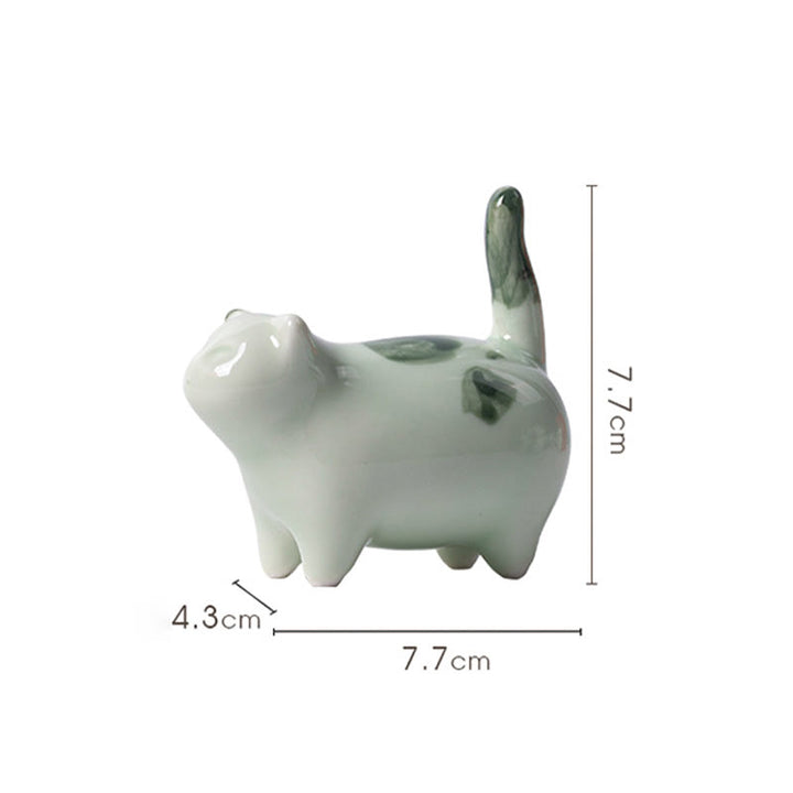 Buddha Stones Mini Lucky Cute Spotted Stehende Katze Schlafendes Kätzchen Keramik Figur Dekoration - image 12