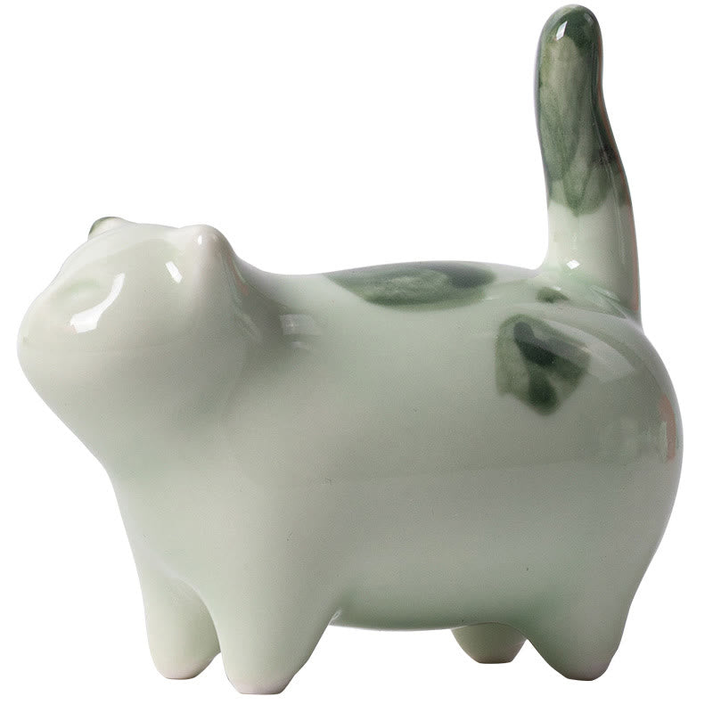 Buddha Stones Mini Lucky Cute Spotted Stehende Katze Schlafendes Kätzchen Keramik Figur Dekoration - image 13