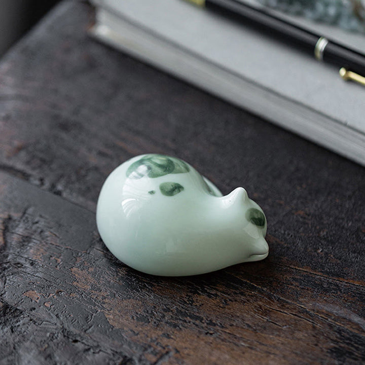 Buddha Stones Mini Lucky Cute Spotted Stehende Katze Schlafendes Kätzchen Keramik Figur Dekoration - image 20