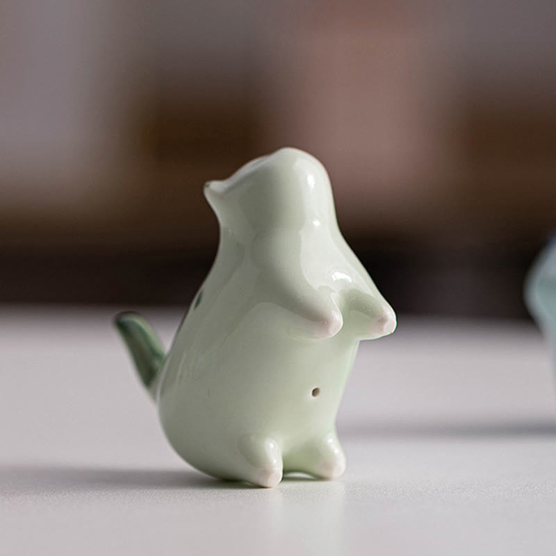 Buddha Stones Mini Lucky Cute Spotted Stehende Katze Schlafendes Kätzchen Keramik Figur Dekoration - image 3